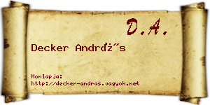 Decker András névjegykártya